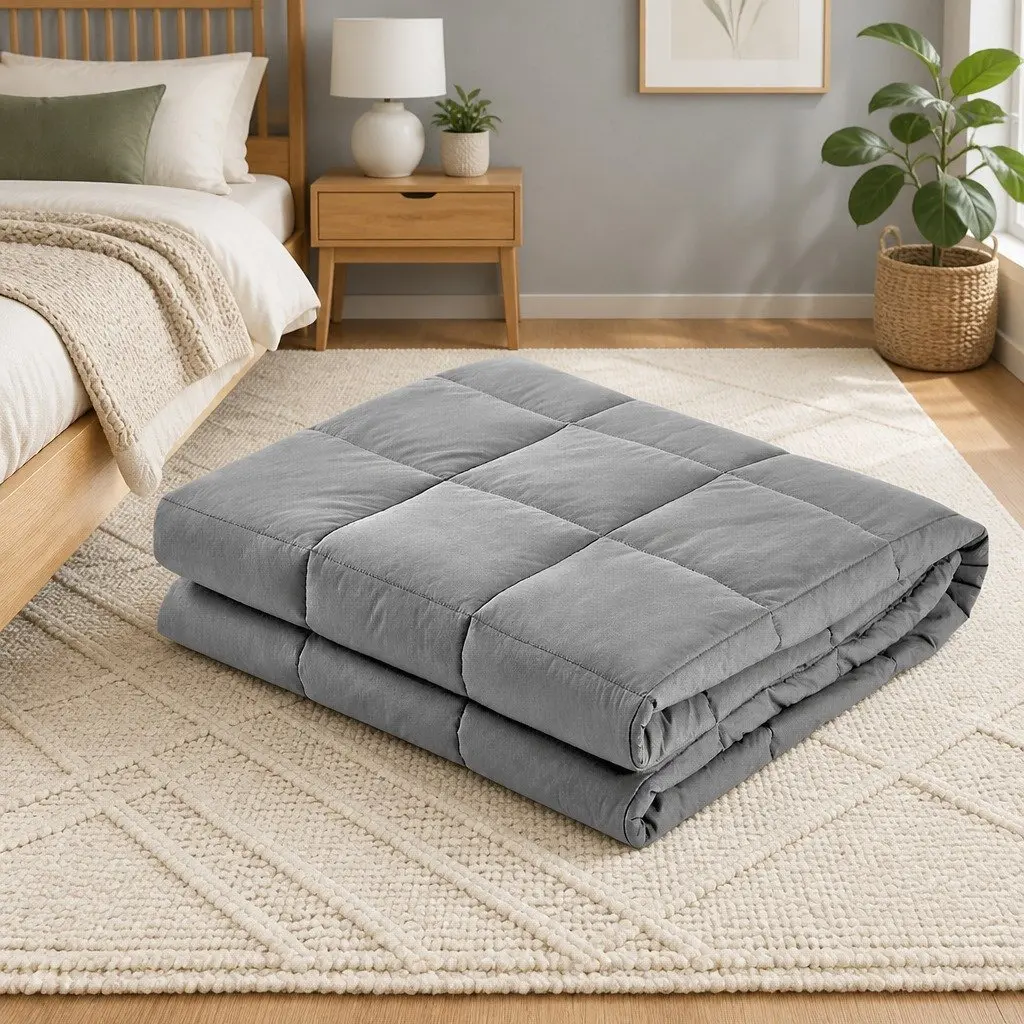 Weighted Blanket Grey 7kg Deep Sleep Pressure Therapy Microfibre Cover Even Weight Distribution