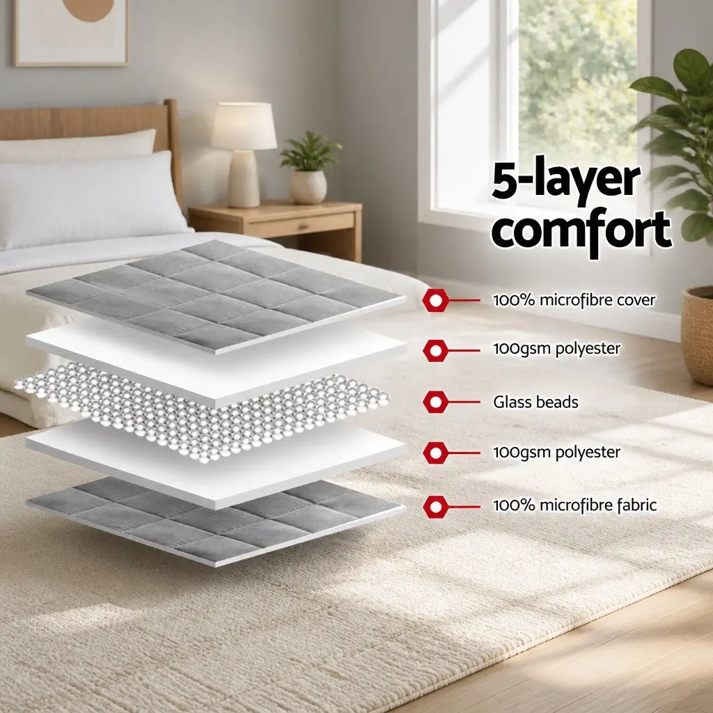 Weighted Blanket Grey 7kg Deep Sleep Pressure Therapy Microfibre Cover Even Weight Distribution