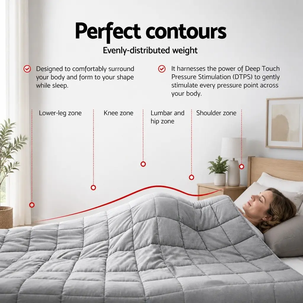 Weighted Blanket Grey 7kg Deep Sleep Pressure Therapy Microfibre Cover Even Weight Distribution