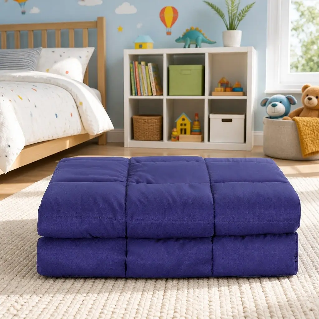 Weighted Blanket Navy Blue 9KG Deep Touch Pressure Relax Adults Kids Sleep