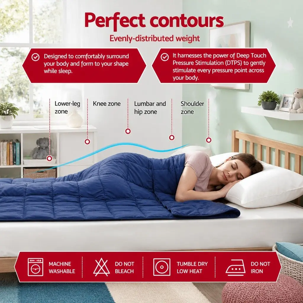 Weighted Blanket Navy Blue 9KG Deep Touch Pressure Relax Adults Kids Sleep