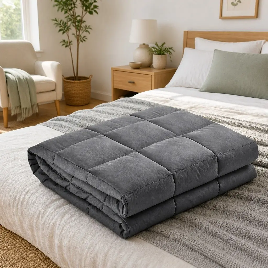 Weighted Blanket 7KG Adult Grey Deep Touch Pressure Sleep Aid Therapy Blanket