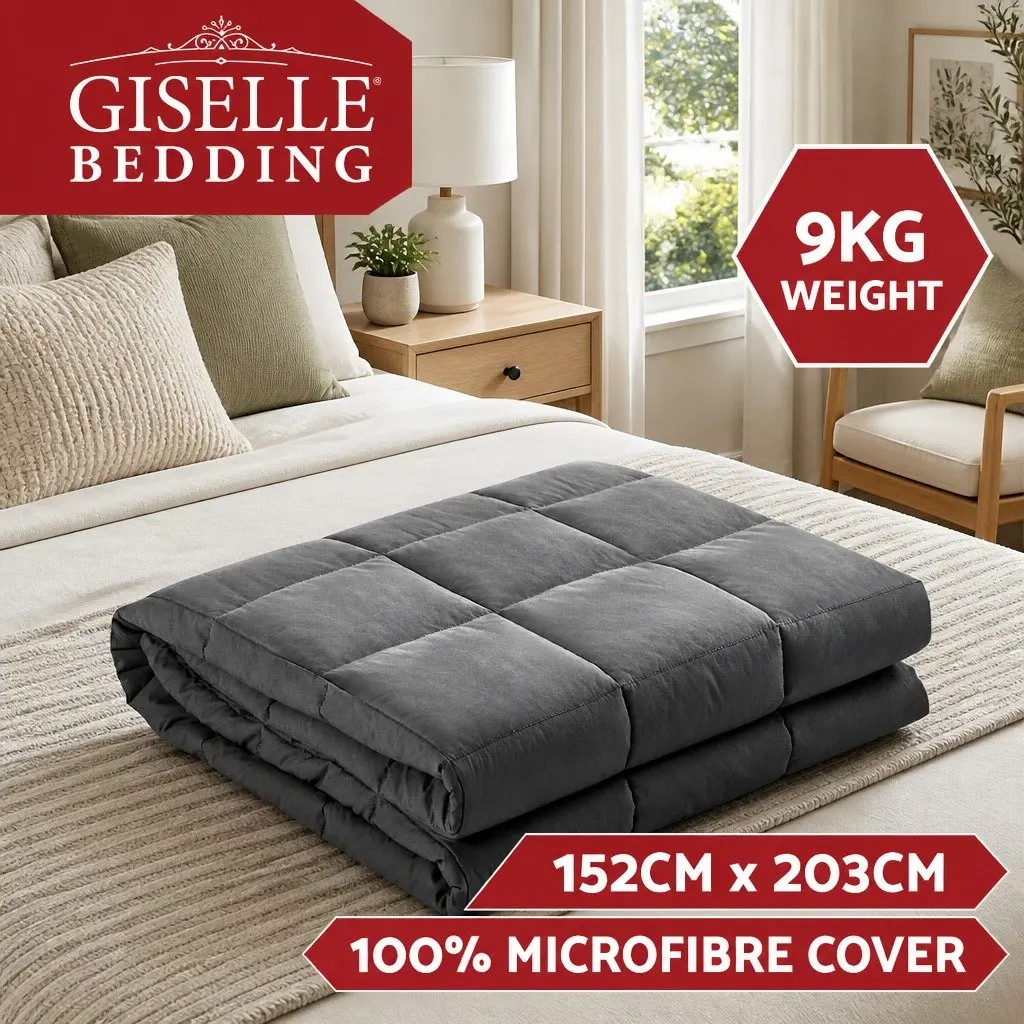 Weighted Blanket Dark Grey 9kg Microfibre Deep Sleep Pressure Therapy