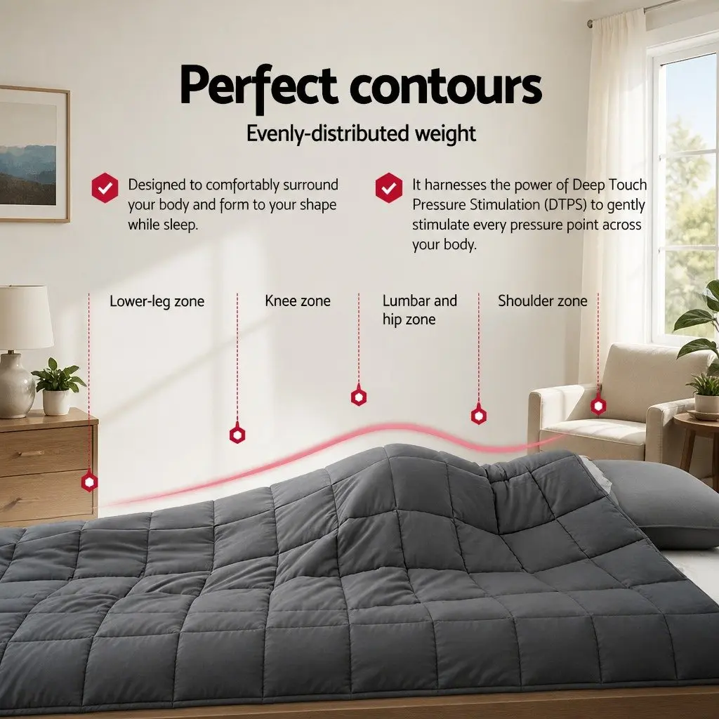Weighted Blanket Dark Grey 9kg Microfibre Deep Sleep Pressure Therapy