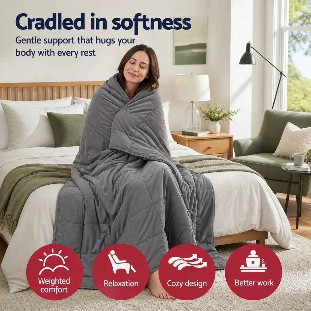Weighted Blanket 11KG Adults Kids Anti Anxiety Gravity Sherpa Fleece Grey Cosy