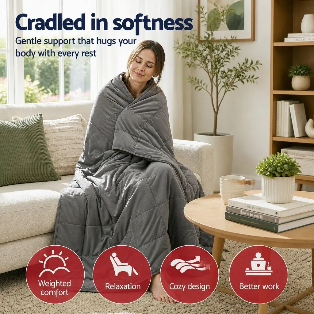 Weighted Blanket Grey 9KG Dual Sided Fleece Sherpa Gravity Blanket