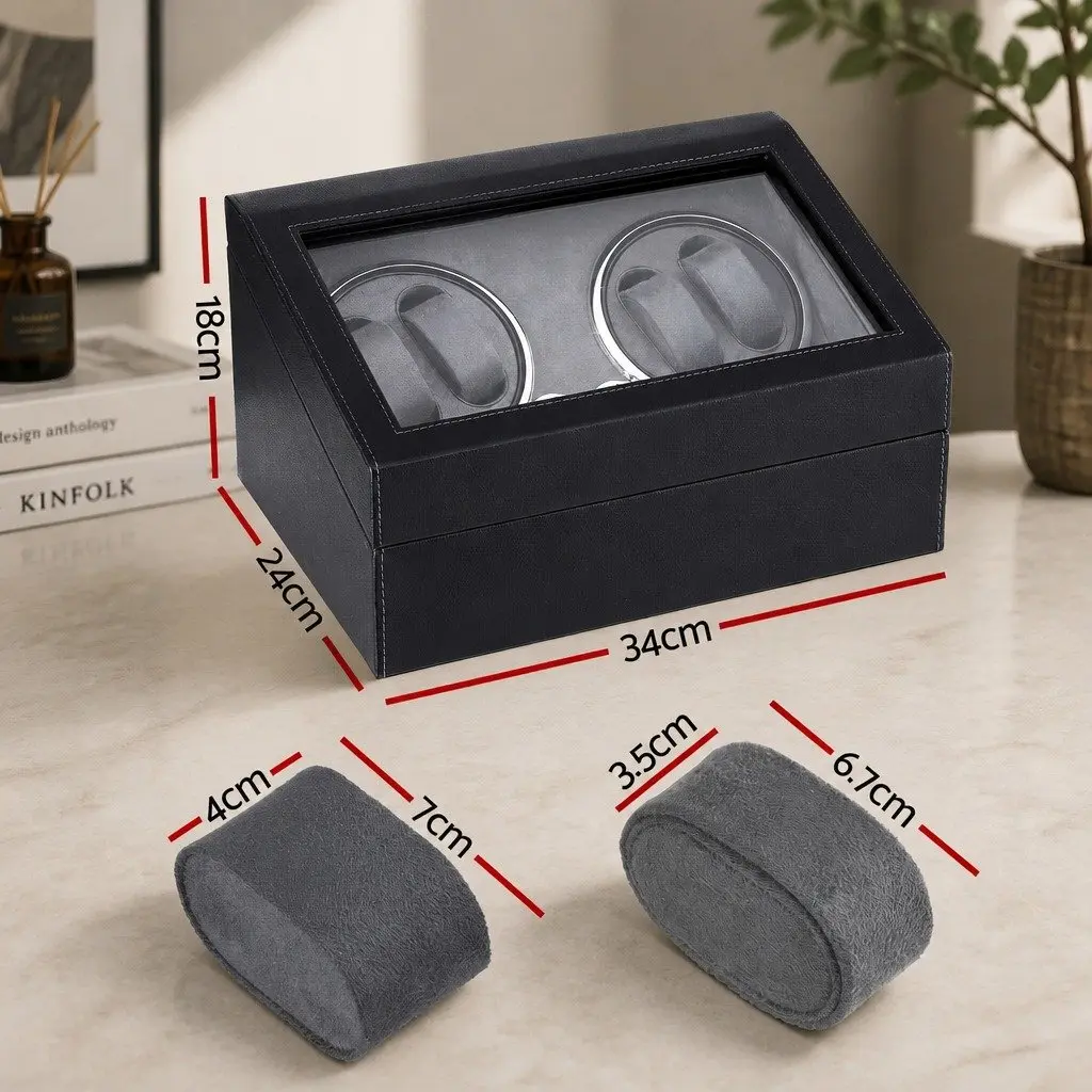 Automatic Watch Winder Black Dual Rotation Storage Display Case