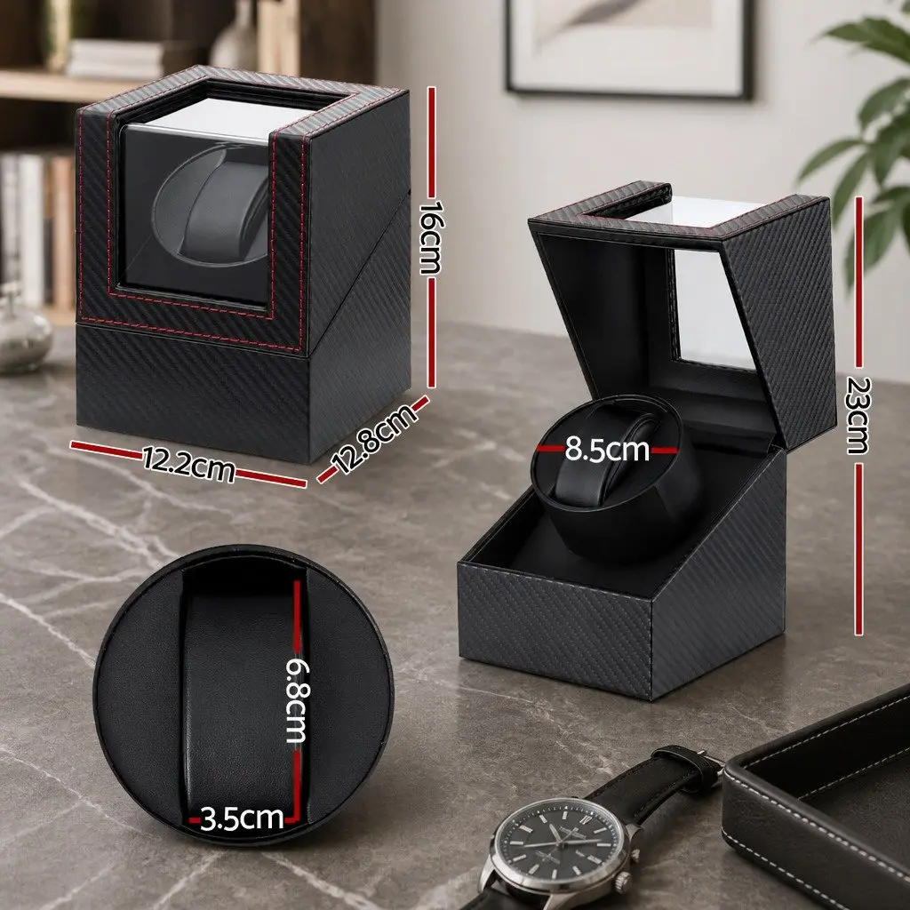 Watch Winder Box Black Single Automatic Quiet Motor Desktop Display Case