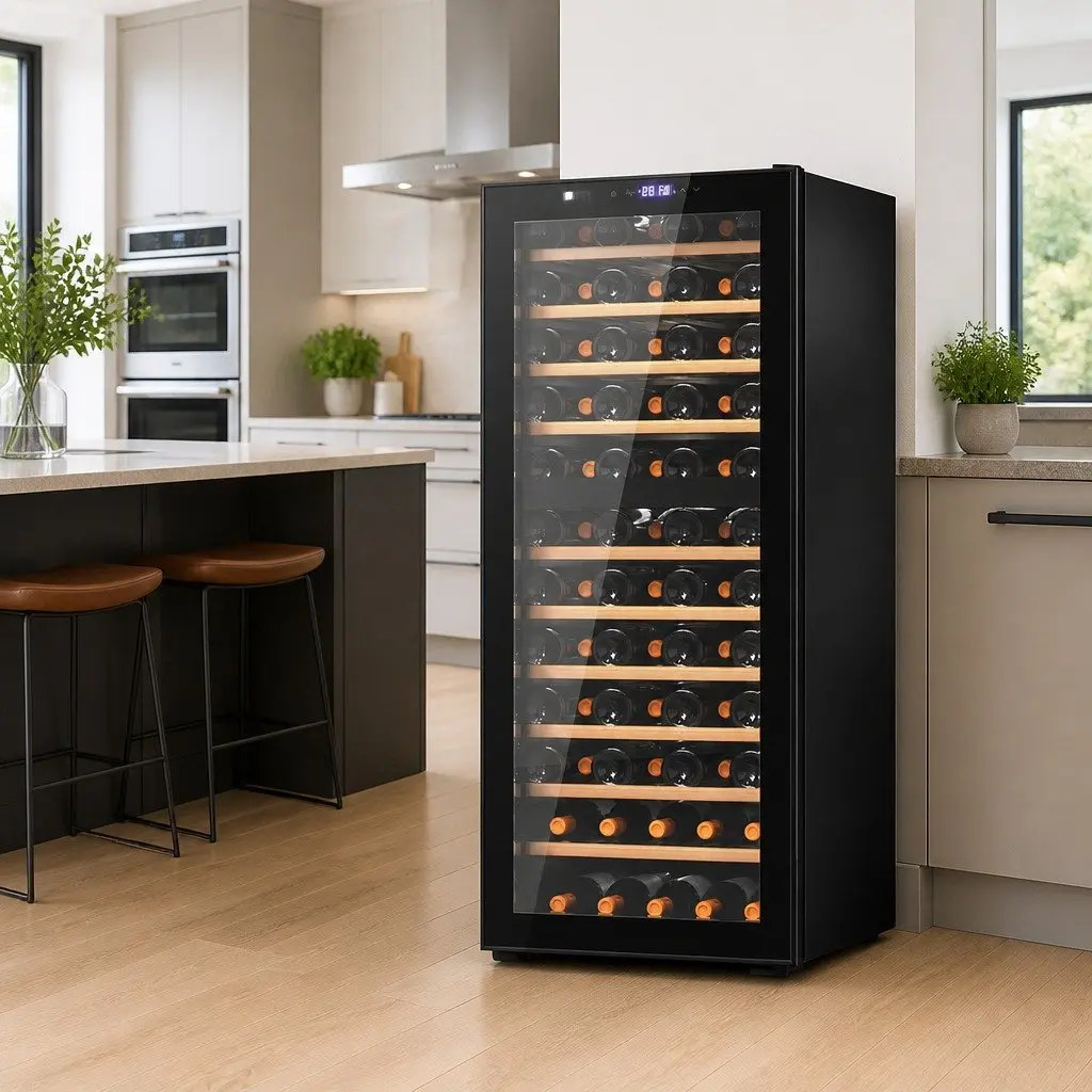 Wine Fridge Black 80 Bottles Dual Zone Compressor Cooling System
