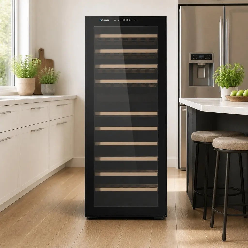 Wine Fridge Black 80 Bottles Dual Zone Compressor Cooling System
