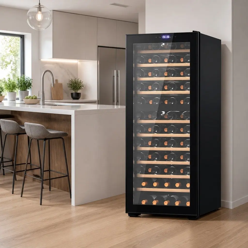 Wine Fridge Black 80 Bottles Dual Zone Compressor Cooling System