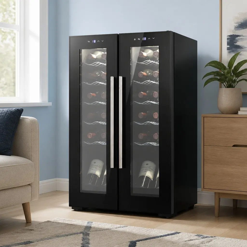 Wine Fridge Cooler Black 24 Bottles Dual Zone Compressor Digital Control