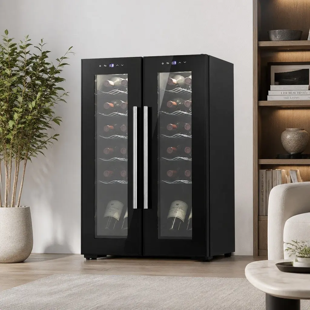 Wine Fridge Cooler Black 24 Bottles Dual Zone Compressor Digital Control