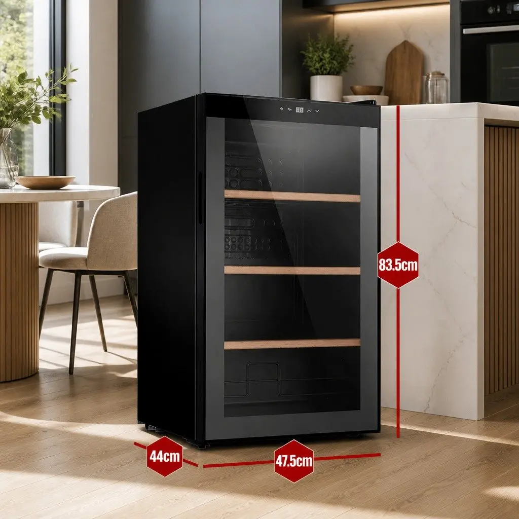 Wine Fridge Cooler 34 Bottles Black Beverage Chiller Touch Control Temperature