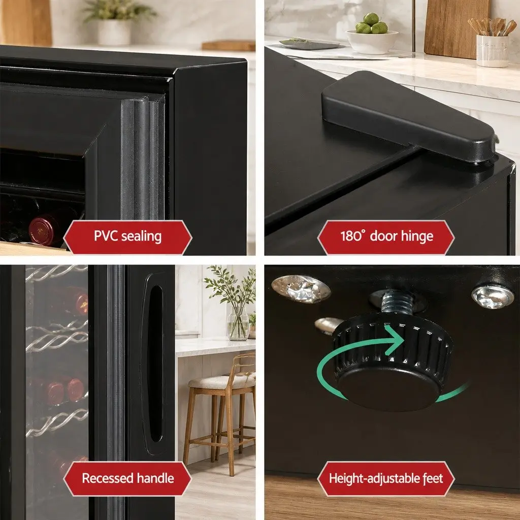 Wine Fridge Cooler Black 12 Bottles Thermoelectric Compact Storage Glass