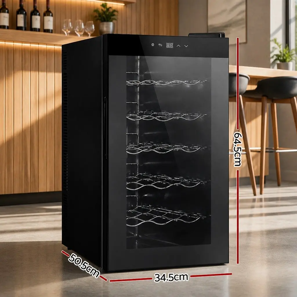 Wine Fridge Cooler 18 Bottle Capacity Black Thermoelectric Touch Control LED