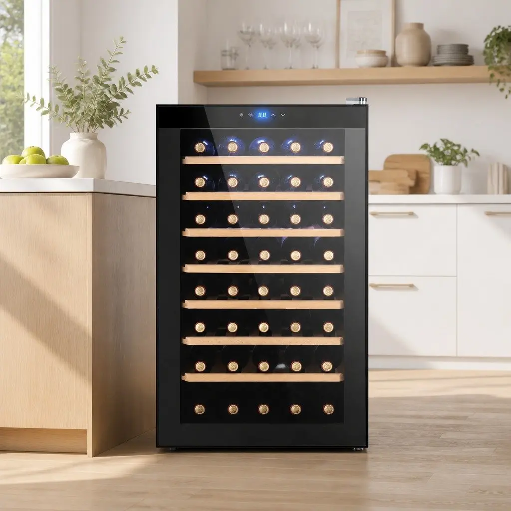 Wine Fridge Cooler Black 51 Bottles Compressor Refrigerator Touch Control LED