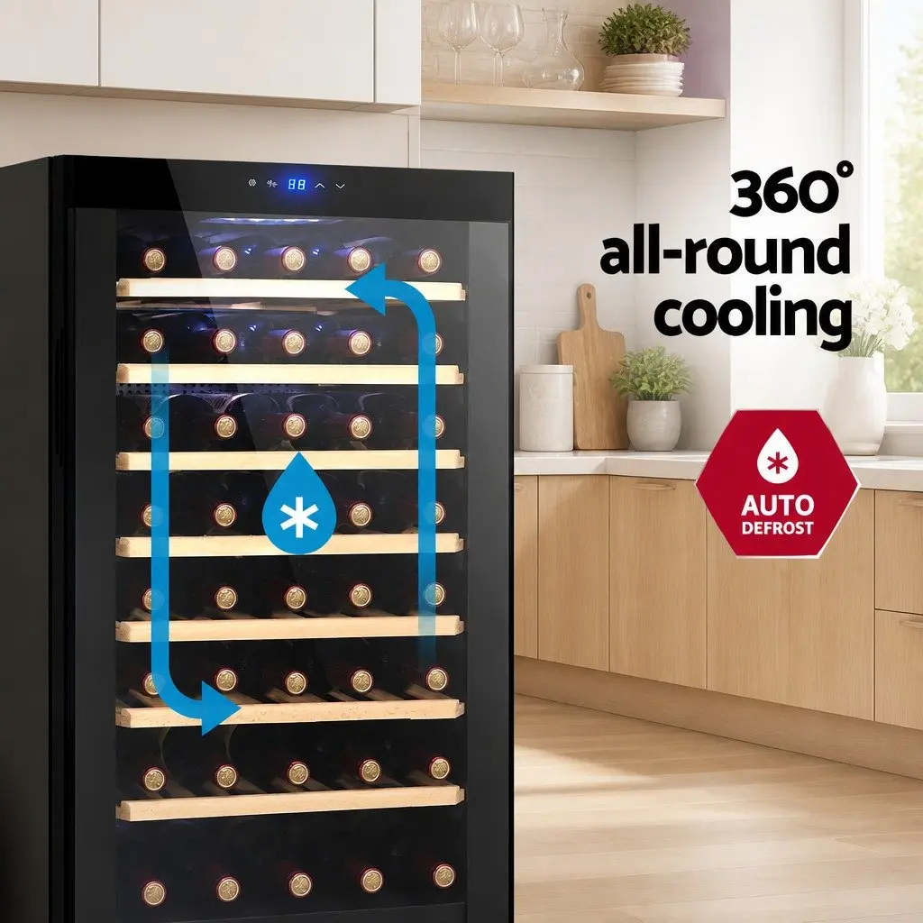 Wine Fridge Cooler Black 51 Bottles Compressor Refrigerator Touch Control LED