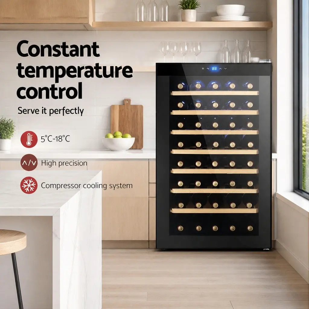 Wine Fridge Cooler Black 51 Bottles Compressor Refrigerator Touch Control LED