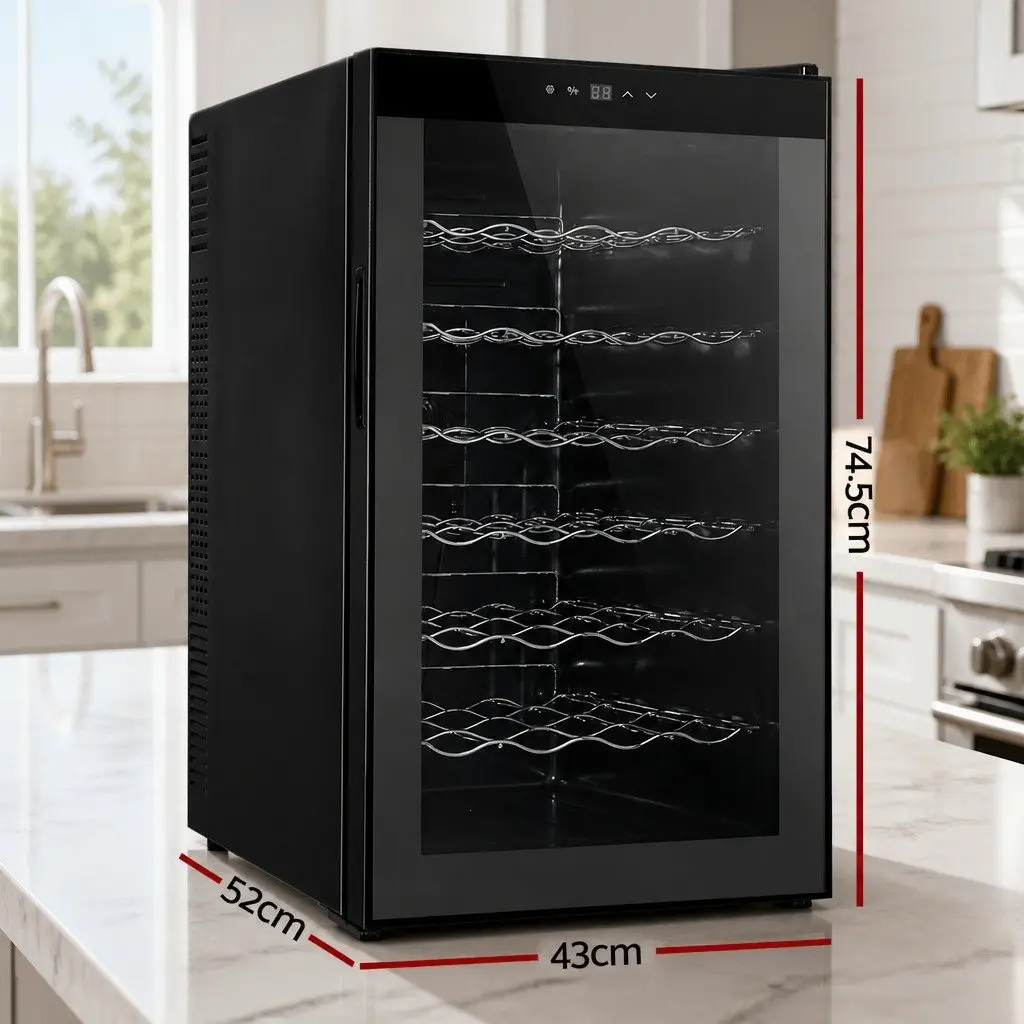 Wine Fridge Cooler Black 28 Bottles Thermoelectric Temperature Control