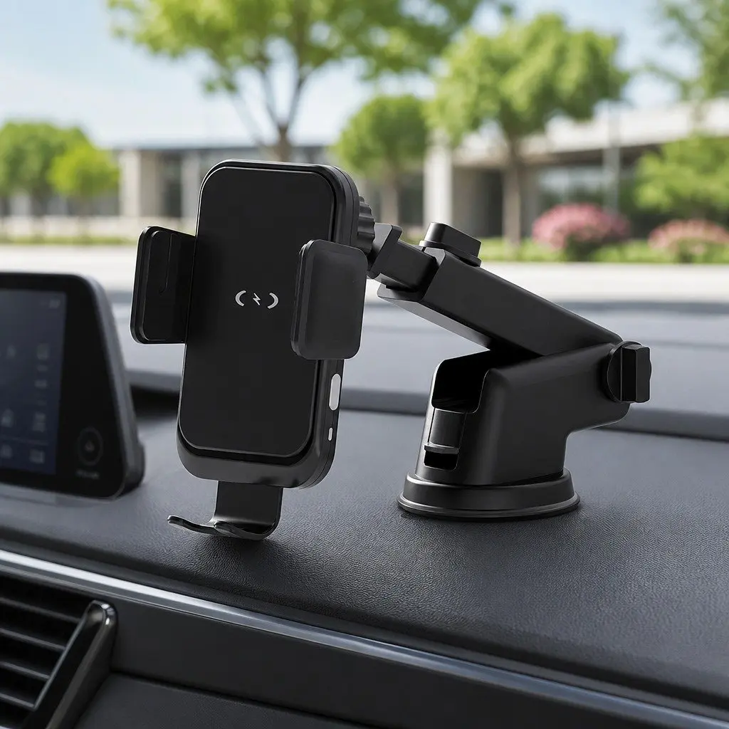 Wireless Car Charger 15W Fast Charging Phone Mount Vent Suction Cup Black