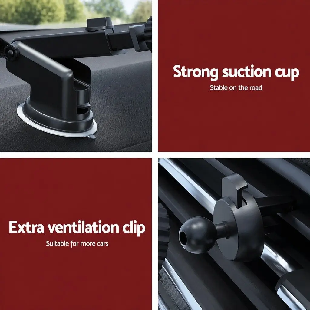 Wireless Car Charger Black 15W Fast Charging Automatic Phone Locking Suction Cup Mount