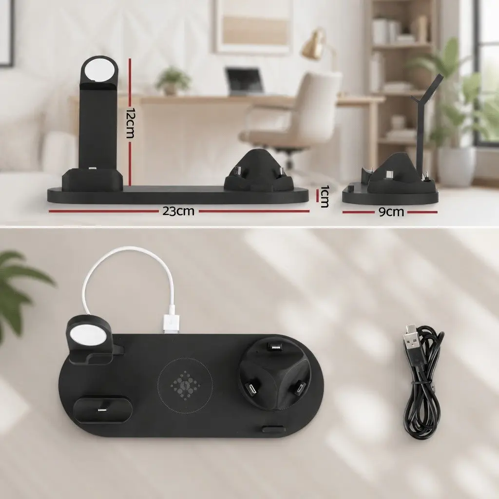 4 in 1 Wireless Charging Station Black Multi-Device Dock for Phone iWatch Airpods 15W