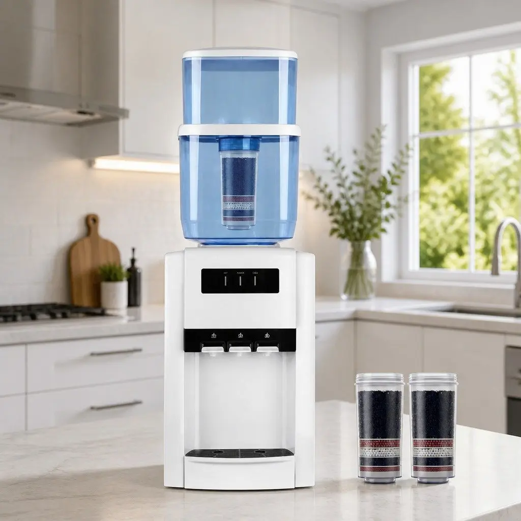 Water Dispenser White 22L Countertop Filtered Cooler Hot Cold Room Temperature