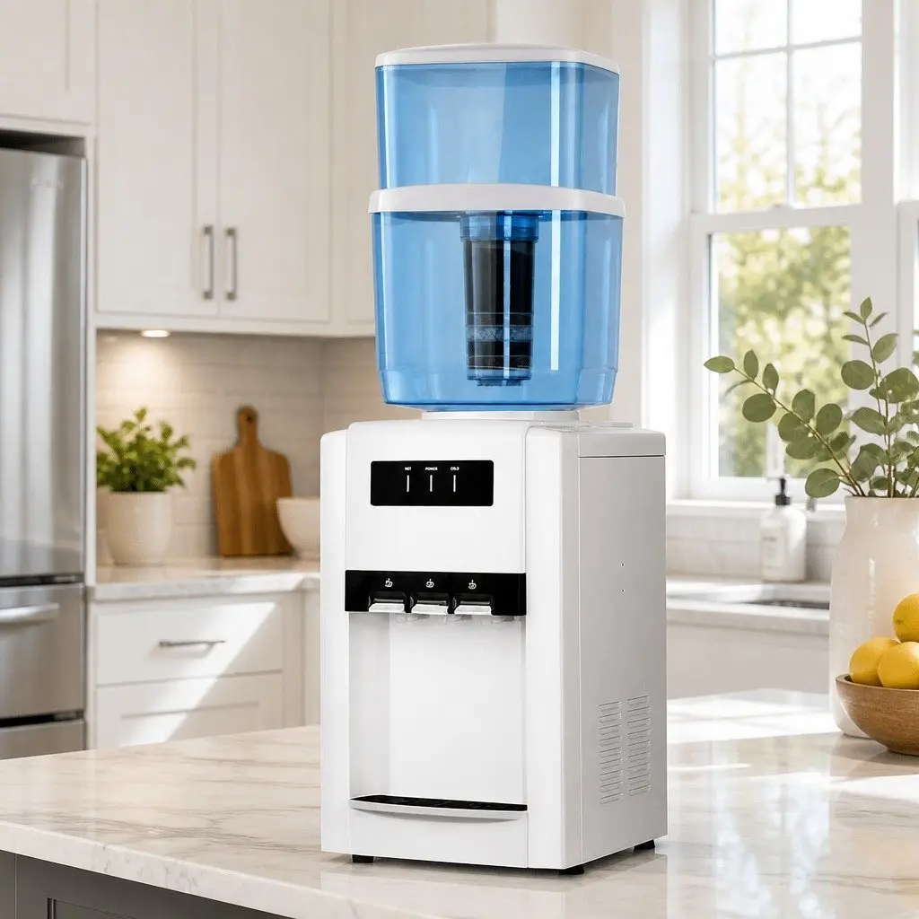 Water Dispenser White 22L Countertop Filtered Cooler Hot Cold Room Temperature