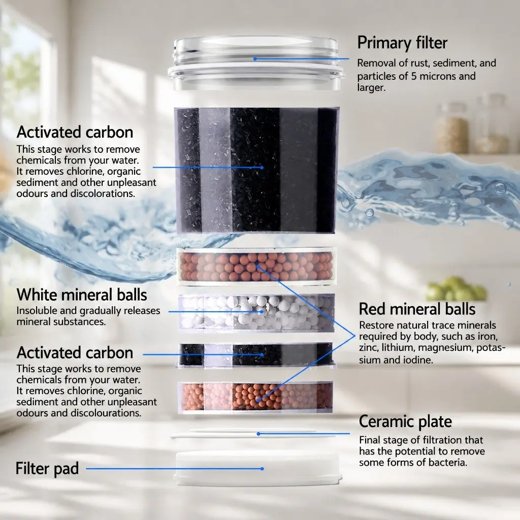 Water Dispenser White 22L Countertop Filtered Cooler Hot Cold Room Temperature