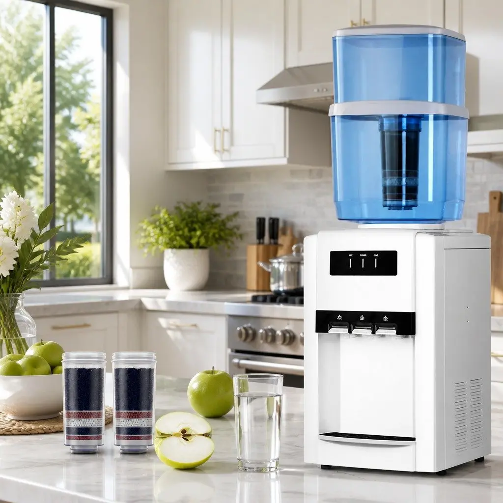 Water Dispenser White 22L Countertop Filtered Cooler Hot Cold Room Temperature