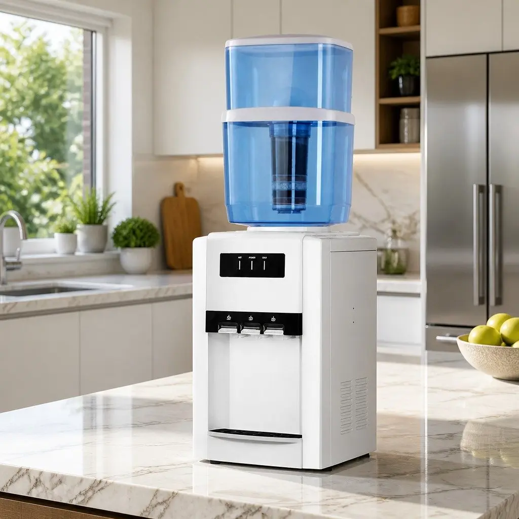 Water Dispenser White 22L Benchtop Hot Cold Room Temperature with 7-Stage Filtration System