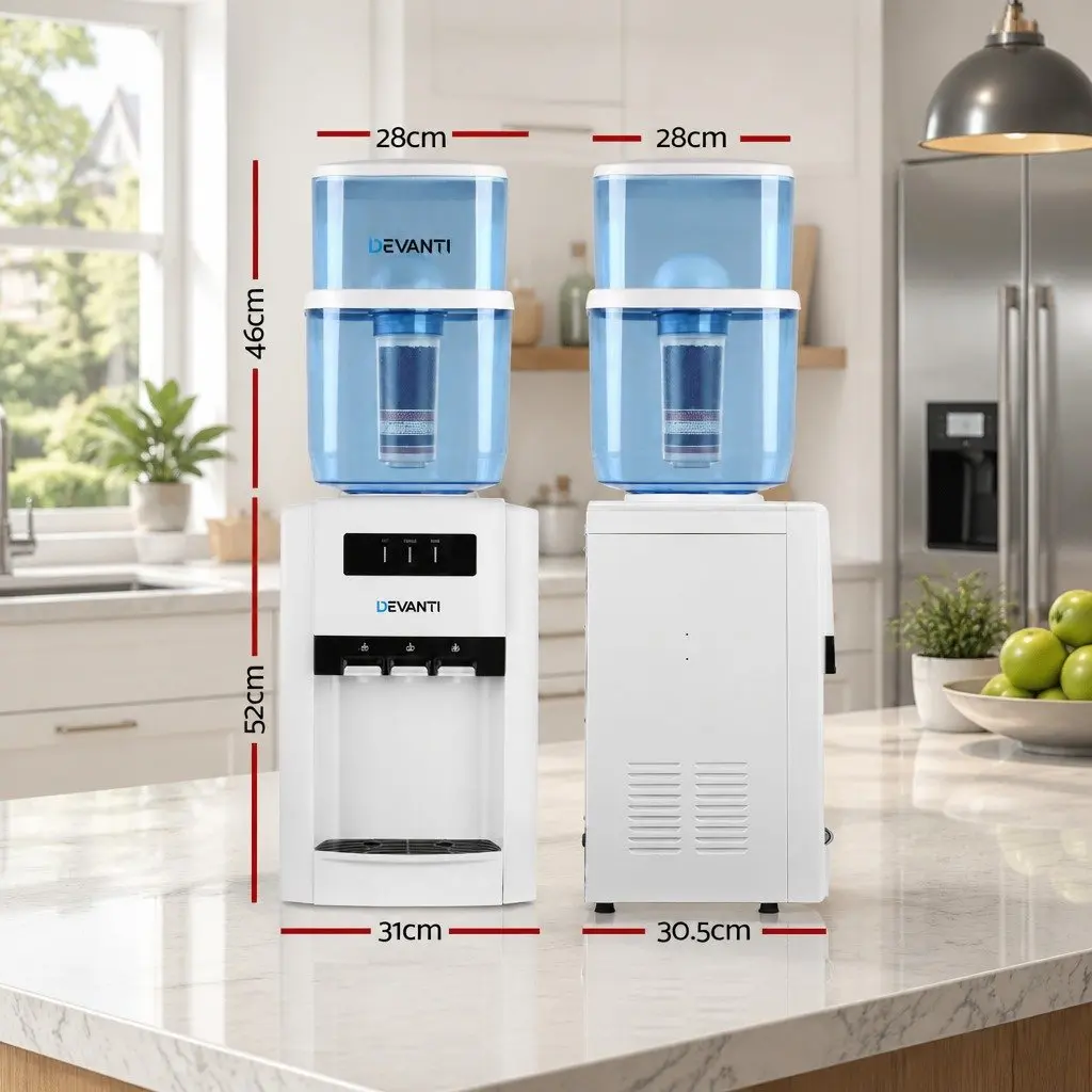 Water Dispenser White 22L Benchtop Hot Cold Room Temperature with 7-Stage Filtration System