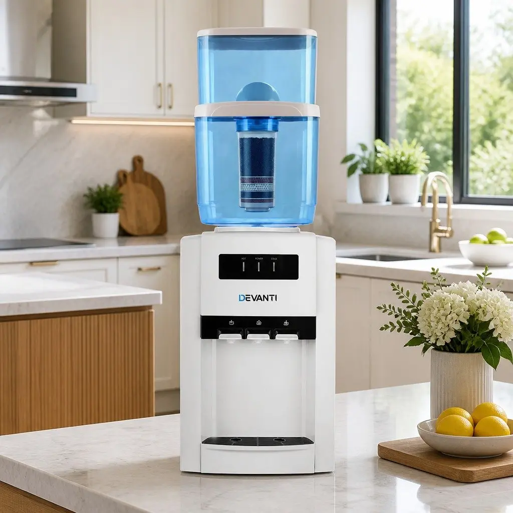 Water Dispenser White 22L Benchtop Hot Cold Room Temperature with 7-Stage Filtration System