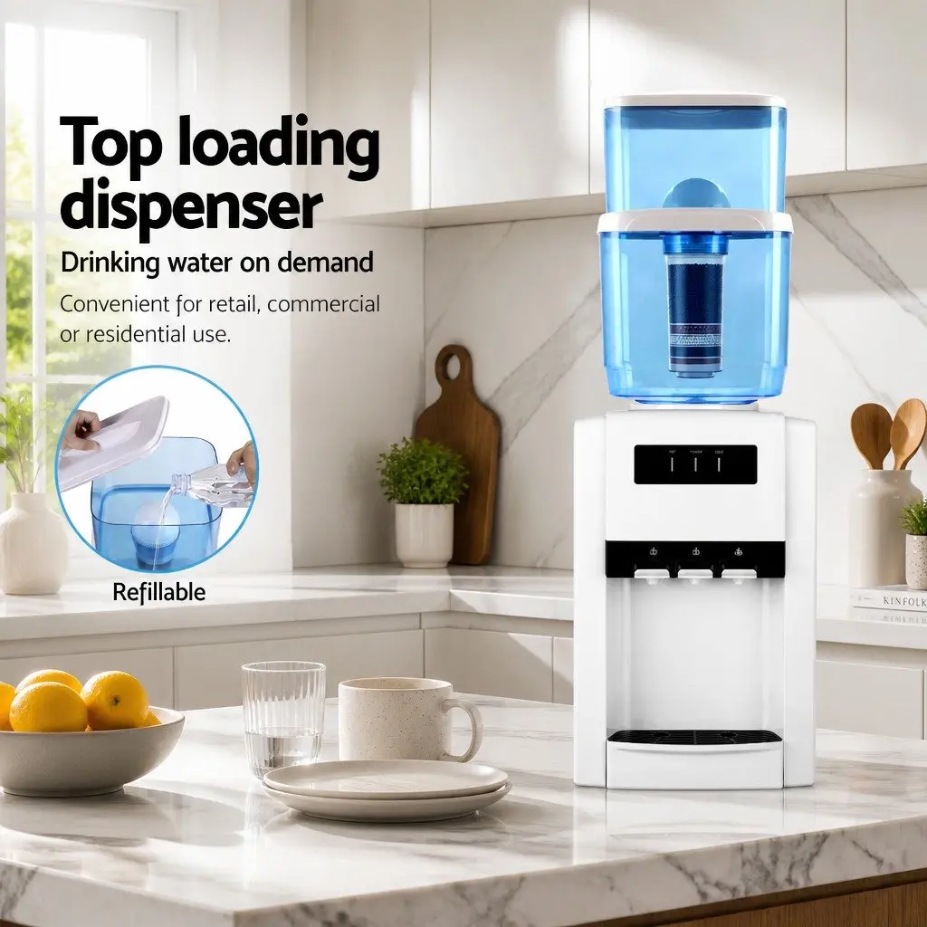 Water Dispenser White 22L Benchtop Hot Cold Room Temperature with 7-Stage Filtration System
