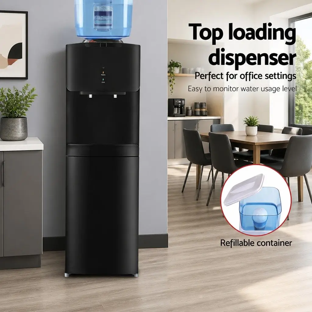 Water Cooler Dispenser Black 22L Top Loading Dual Tap Hot Cold Purifier