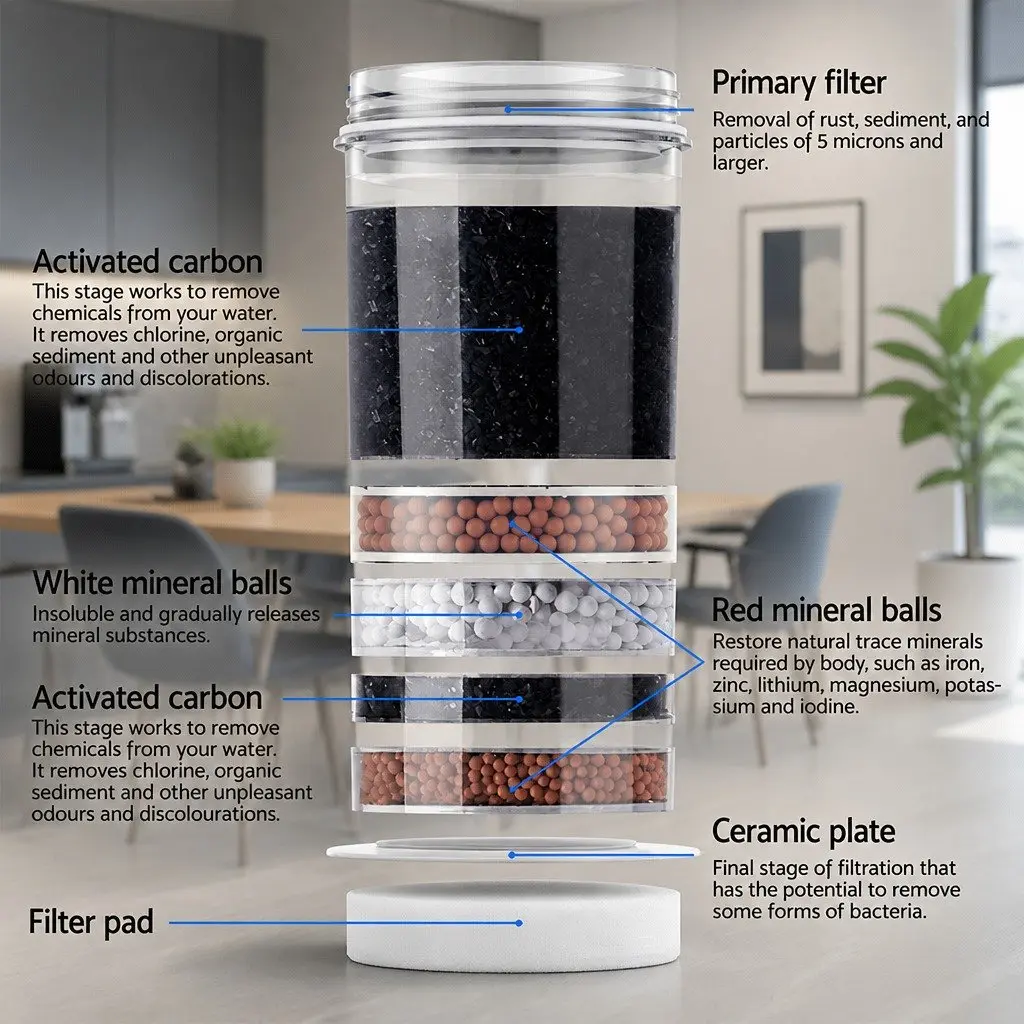 Water Cooler Dispenser Black 22L Top Loading Dual Tap Hot Cold Purifier