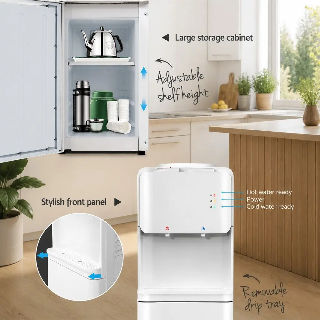 Water Dispenser White 22L Top Loading Hot Cold Dual Taps 7 Stage Filtration System