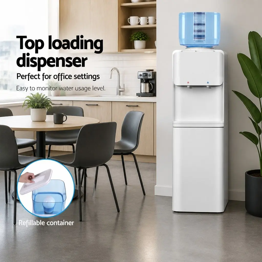 Water Dispenser White 22L Top Loading Hot Cold Purifier System with 7 Stage Filtration Electronic Cooling Heating Technology