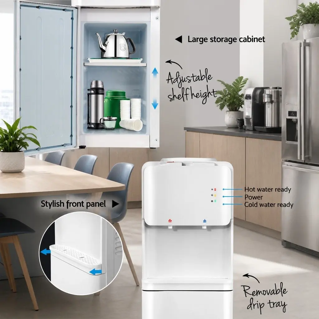 Water Dispenser White 22L Top Loading Hot Cold Purifier System with 7 Stage Filtration Electronic Cooling Heating Technology