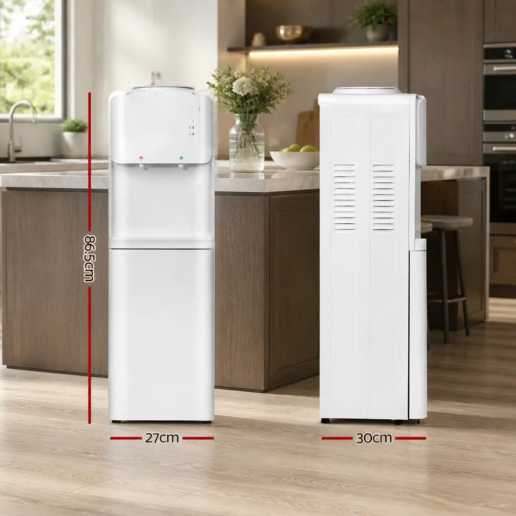 Water Dispenser White Top Loading Hot Cold Dual Taps Electronic Cooling Heating