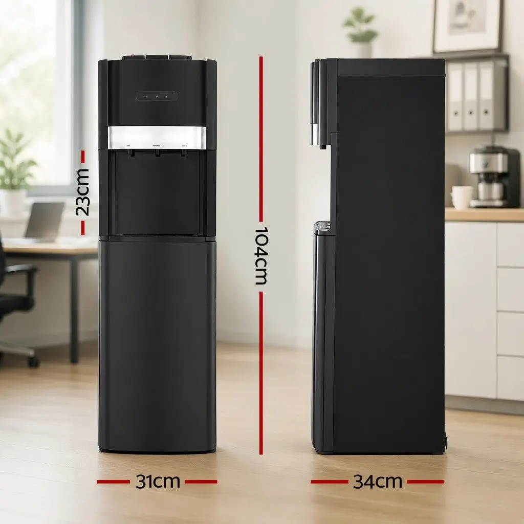 Water Cooler Dispenser Black Bottom Loading 3 Tap Hot Cold Normal Temperature Chiller