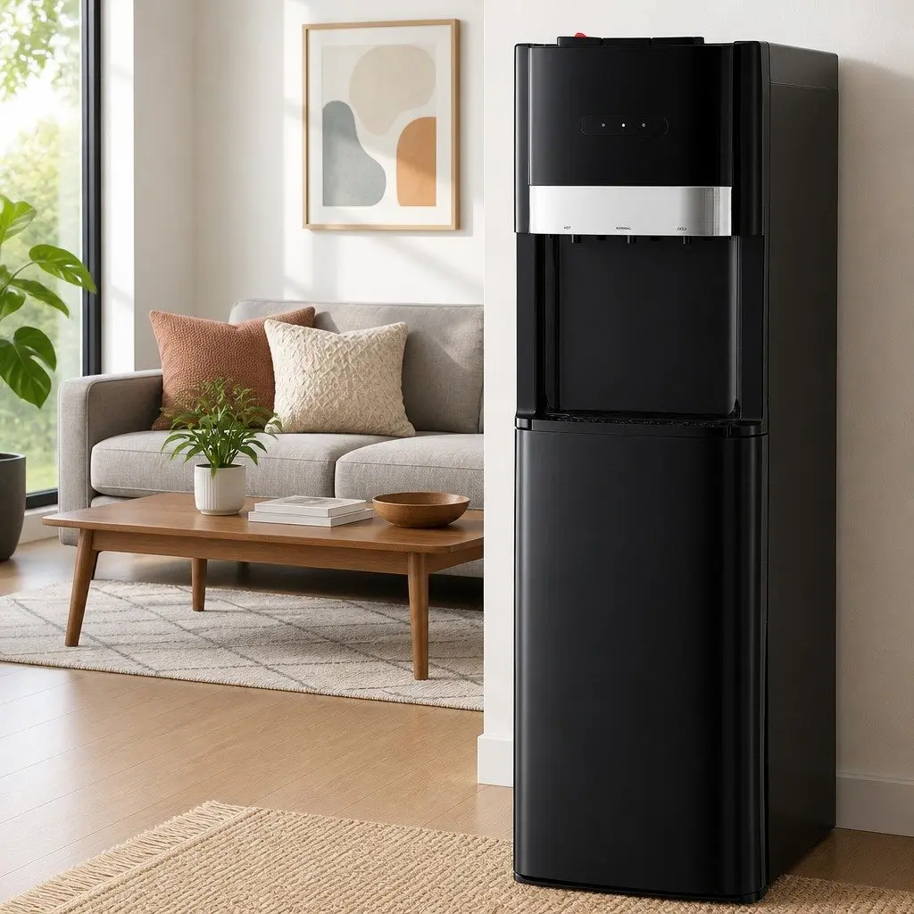 Water Cooler Dispenser Black Bottom Loading 3 Tap Hot Cold Normal Temperature Chiller