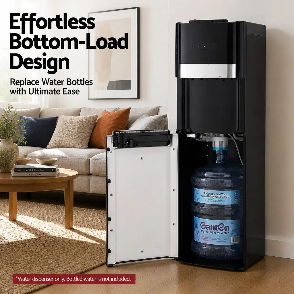 Water Cooler Dispenser Black Bottom Loading 3 Tap Hot Cold Normal Temperature Chiller