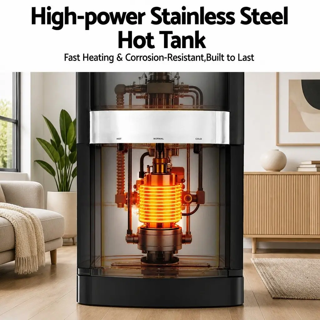 Water Cooler Dispenser Black Bottom Loading 3 Tap Hot Cold Normal Temperature Chiller