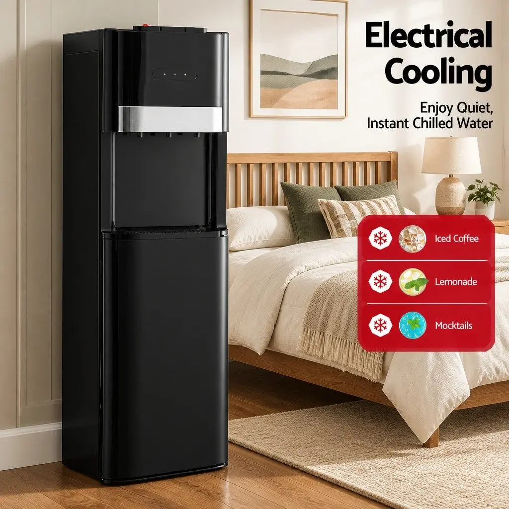 Water Cooler Dispenser Black Bottom Loading 3 Tap Hot Cold Normal Temperature Chiller