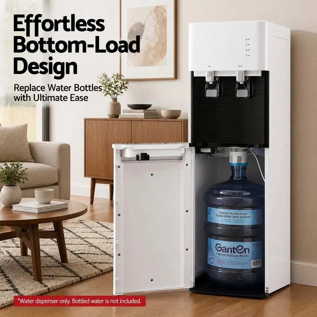 Water Dispenser White Bottom Loading Hot Cold Dual Tap Chiller