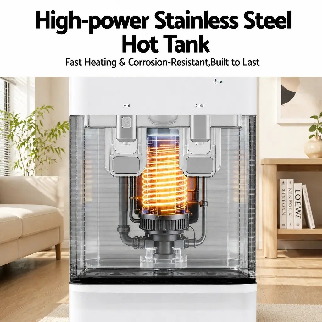 Water Dispenser White Bottom Loading Hot Cold Dual Tap Chiller