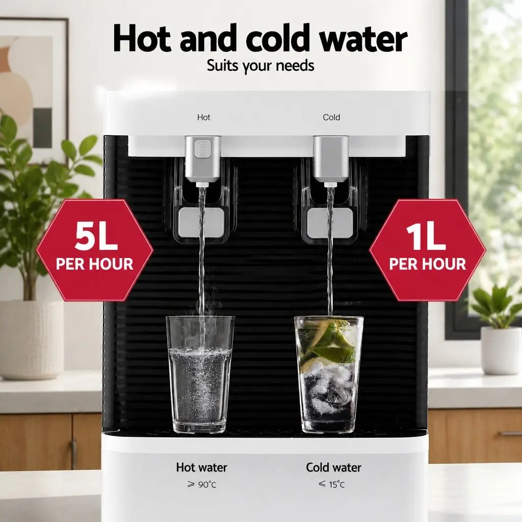 Water Dispenser White Bottom Loading Hot Cold Dual Tap Chiller