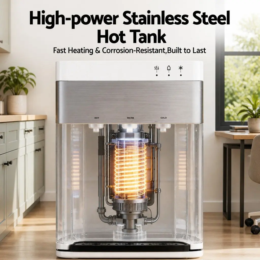 Water Dispenser White Bottom Loading 3 Taps Hot Cold Normal Temperature